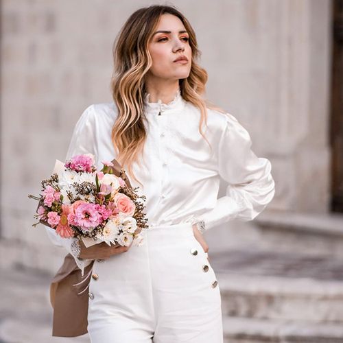 LILYSILK Blouse Soie Boutons En Dentelle & Perles Délicates Noeud Amovible Rétro Résistant Aux Rides Chemises - LILYSILK - Modalova