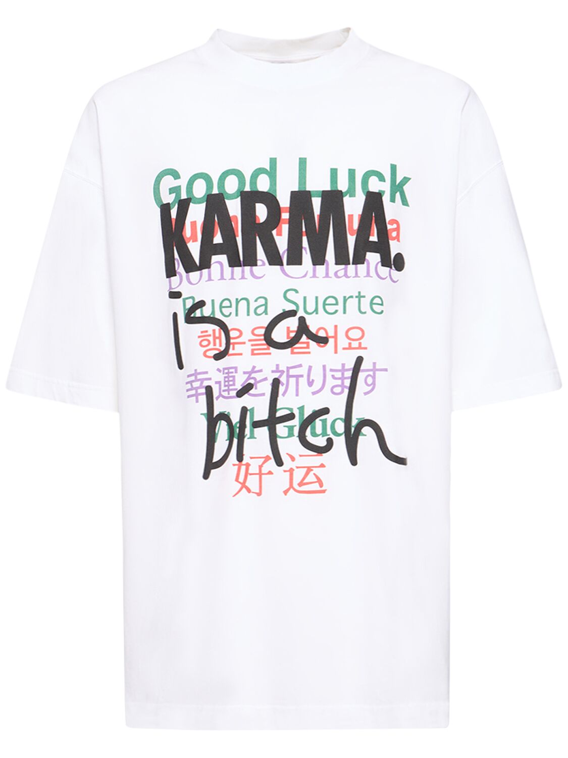 T-shirt En Coton Imprimé Good Luck Karma - VETEMENTS - Modalova