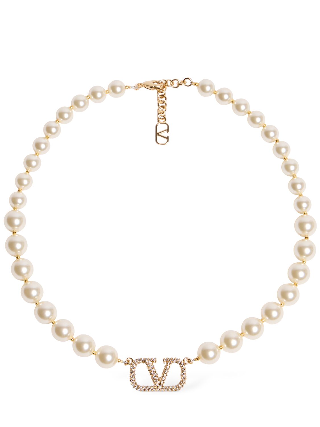 Collier En Fausses Perles V Logo - VALENTINO GARAVANI - Modalova