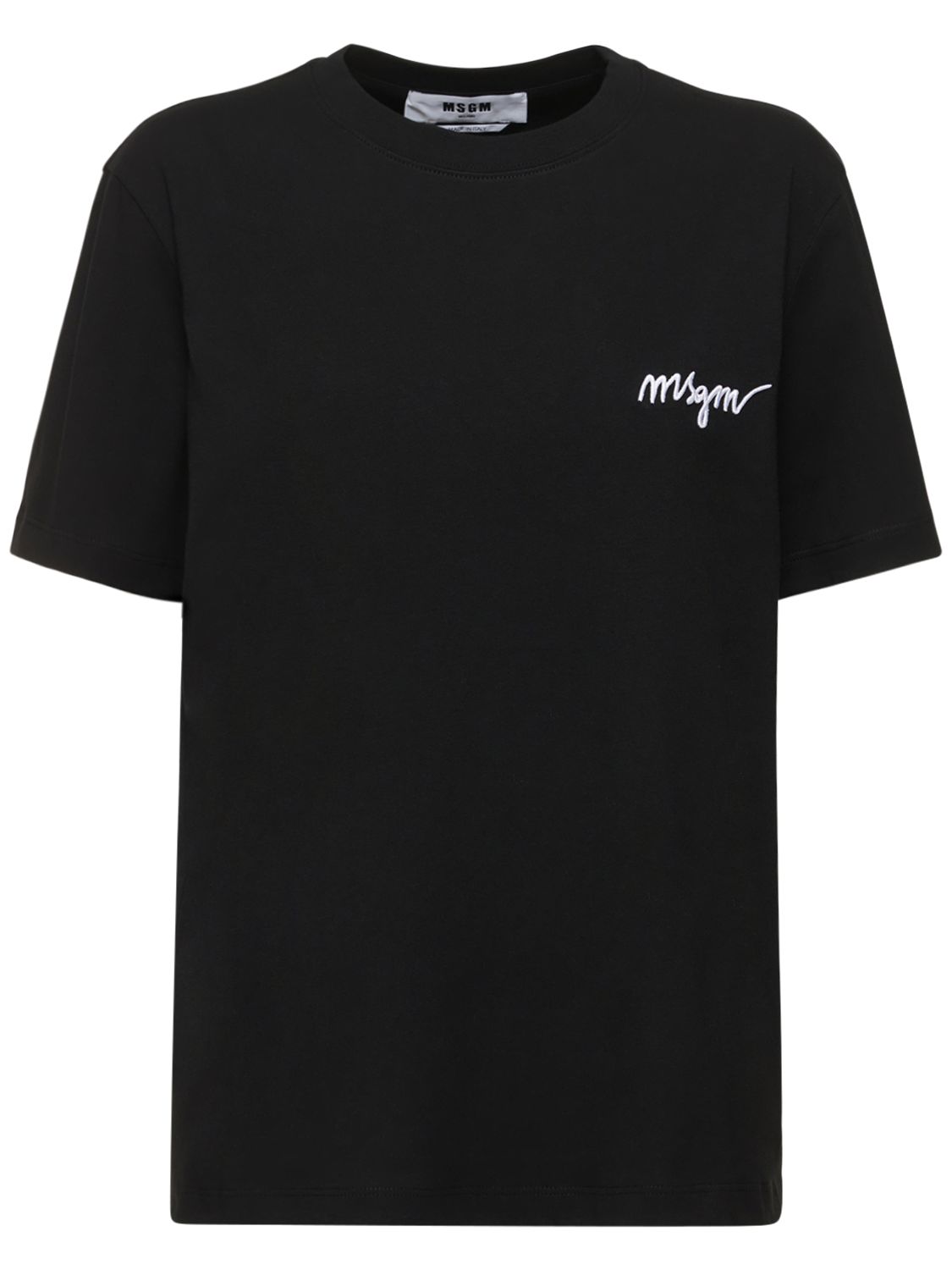T-shirt En Jersey De Coton À Logo - MSGM - Modalova