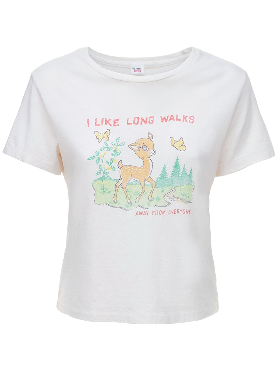 T-shirt En Jersey De Coton Imprimé Bambi - RE DONE - Modalova