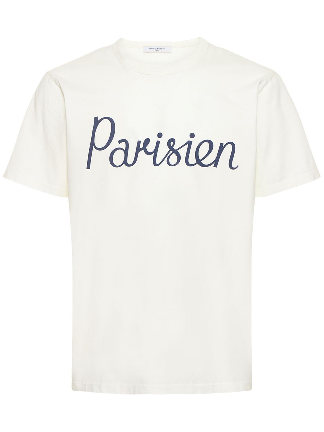 T-shirt En Jersey De Coton Imprimé Parisien - MAISON KITSUNÉ - Modalova