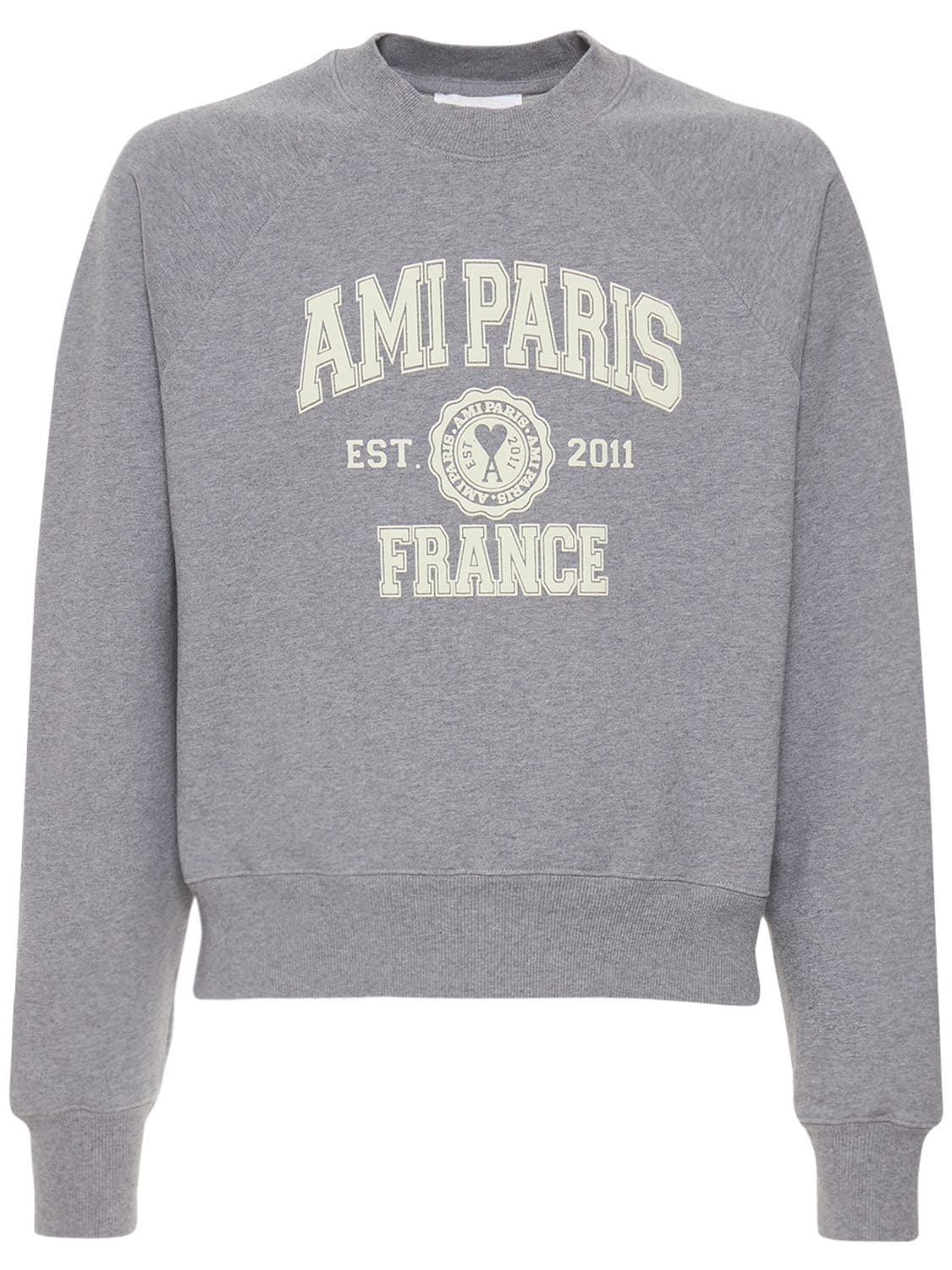 Sweat-shirt En Jersey De Coton Imprimé Logo - AMI PARIS - Modalova