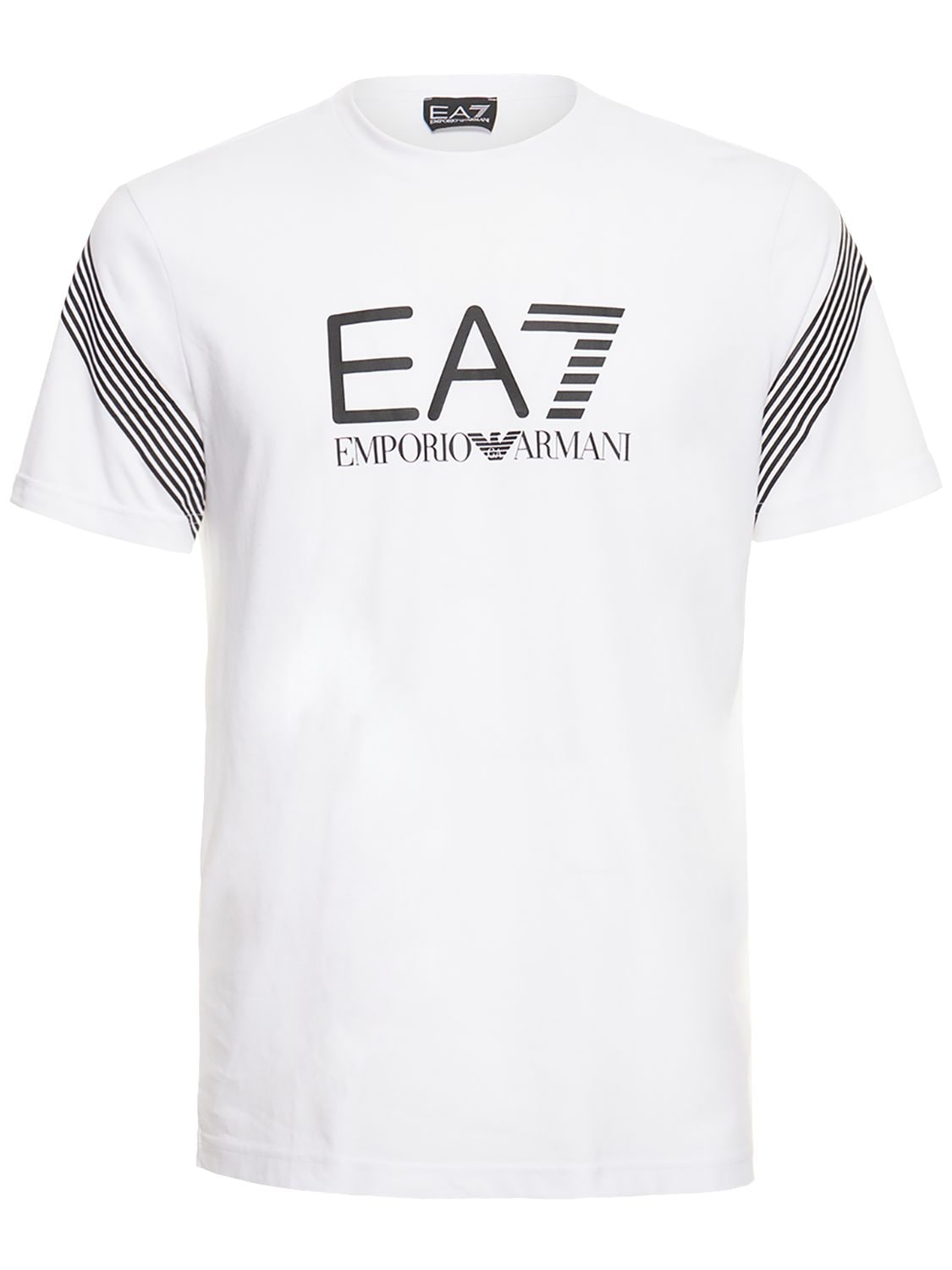 T-shirt En Jersey De Coton 7 Lines - EA7 EMPORIO ARMANI - Modalova