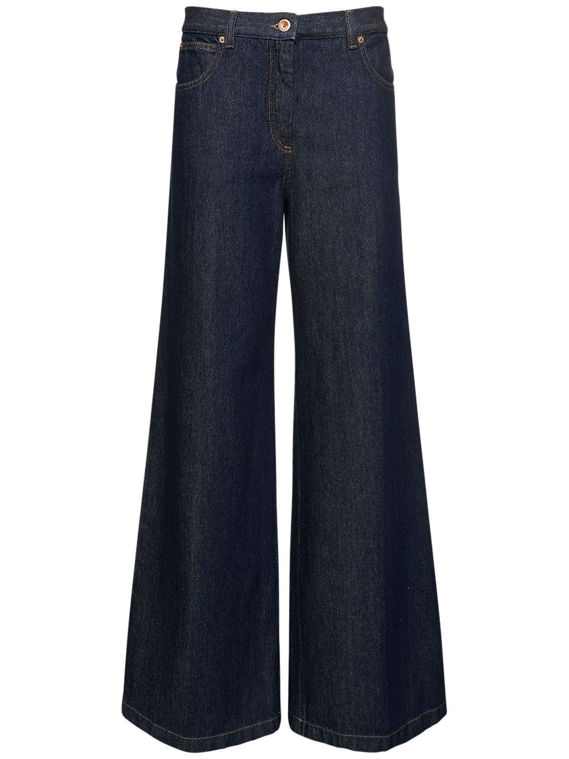 Pantalon Ample En Denim De Coton Taille Haute - ASPESI - Modalova