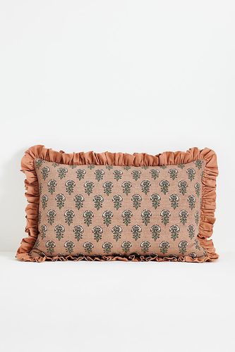 Cotton Block-Print Ruffle Cushion en Beige taille: Assorted chez - Anthropologie - Modalova