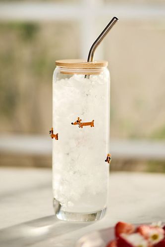 Grand verre à jus Icon avec paille et couvercle en Green chez - Anthropologie - Modalova