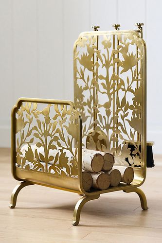 Porte-bûches et ensemble d'outils de cheminée en laiton Caine Dog en Brown chez - Anthropologie - Modalova