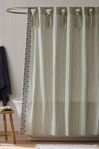Evita Cotton Tie Stripe Shower Curtain en taille: 72" x 72" chez - Anthropologie - Modalova