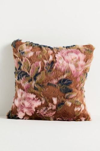 Floral Jacquard Faux-Fur Cushion en Orange taille: 18" x 18" chez - Anthropologie - Modalova