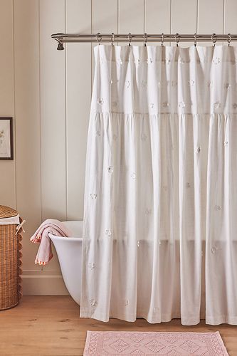 Floral Applique Cotton Shower Curtain en chez - Anthropologie - Modalova