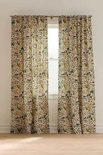 Rideau en coton tissé imprimé oiseau Wren taille: 50" x 108" chez - Anthropologie - Modalova