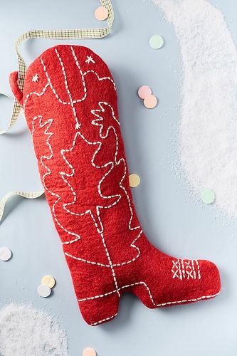 Bas de Noël en forme de botte de cowboy en feutre en Red chez - Anthropologie - Modalova