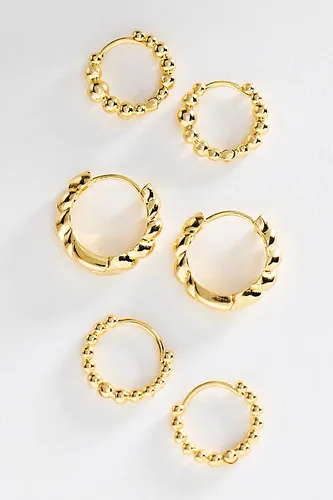 Boucles d'oreilles créoles texturées, ensemble de 3 par en - By Anthropologie - Modalova