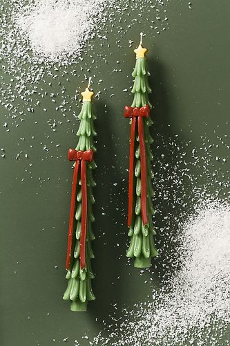 Bougies effilées en forme d'arbre en cire Snowed In, ensemble de 2 en taille: S chez - Anthropologie - Modalova
