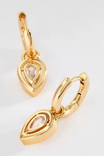 Boucles d'oreilles créoles huggie en cristal en forme de poire par en - By Anthropologie - Modalova