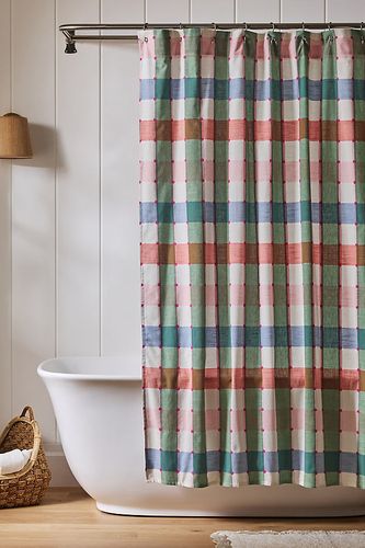 Rideau de douche tissé en coton à carreaux Willow taille: 72" x 72" chez Anthropologie - Maeve - Modalova