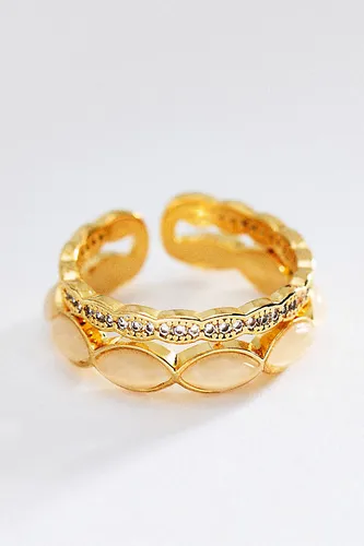 Bague superposable en pierres précieuses, ensemble de 2 par en White - By Anthropologie - Modalova