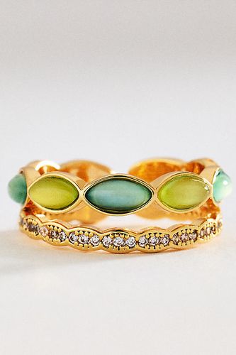Bague superposable en pierres précieuses, ensemble de 2 par en Green - By Anthropologie - Modalova