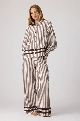 Ensemble pyjama long Izzy à rayures taille: Uk 6 chez Anthropologie - Damson Madder - Modalova