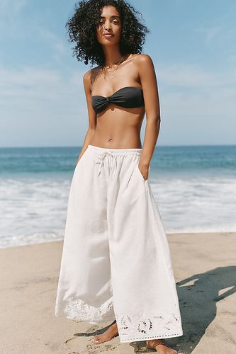 Pantalon en mélange de lin à découpes en White taille: XS chez Anthropologie - Celandine - Modalova