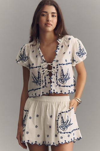 Haut en coton brodé à nouer devant en taille: S chez Anthropologie - Maeve - Modalova