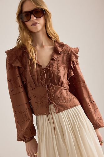 Chemisier à volants brodé avec naud devant en taille: Uk 10 - By Anthropologie - Modalova
