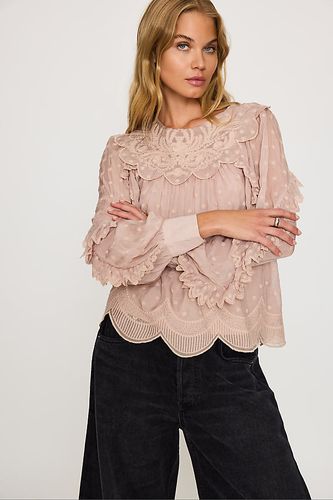 Blouse à plastron brodé avec volants en taille: Uk 8 - By Anthropologie - Modalova