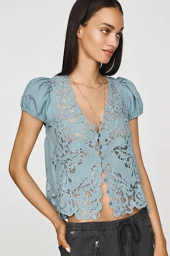 Haut en dentelle à manches bouffantes en taille: XS - By Anthropologie - Modalova