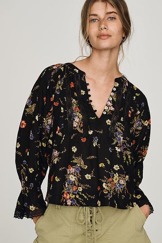 Blouse en coton à col en V avec plis nervurés taille: XS PETITE - By Anthropologie - Modalova