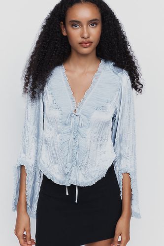 Blouse en satin à volants avec naud devant Mariana par taille: XS - By Anthropologie - Modalova