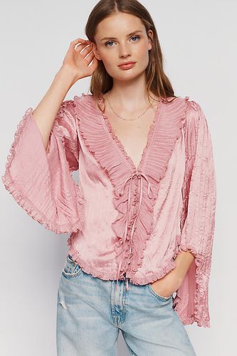 Blouse en satin à volants avec naud devant Mariana par en taille: 1 X - By Anthropologie - Modalova