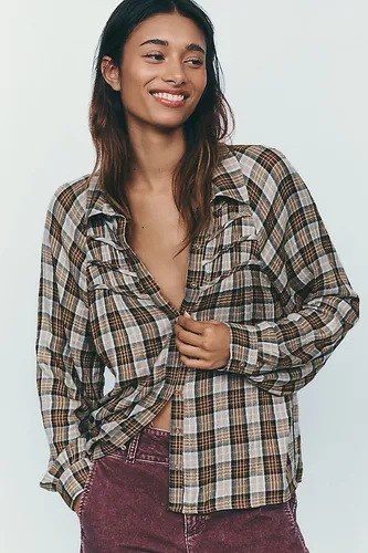 Chemise boutonnée à empiècement froncé taille: XS chez Anthropologie - Pilcro - Modalova