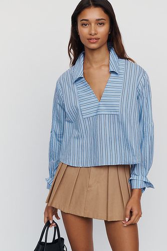 Chemise Henley courte en mélange de popeline de coton taille: S chez Anthropologie - Maeve - Modalova