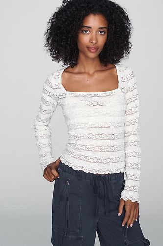 Haut à manches longues en dentelle à encolure carrée en taille: S - By Anthropologie - Modalova