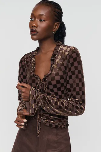 Cardigan à carreaux floqué taille: XS - By Anthropologie - Modalova