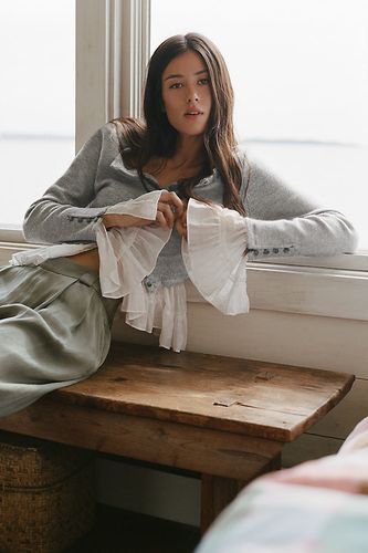 Cardigan à volants deux-en-un taille: XS - By Anthropologie - Modalova