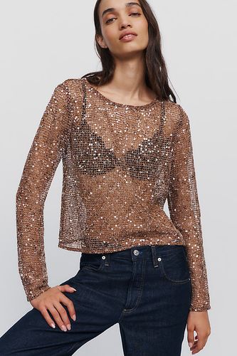 Haut à col ras du cou transparent à paillettes taille: L - By Anthropologie - Modalova