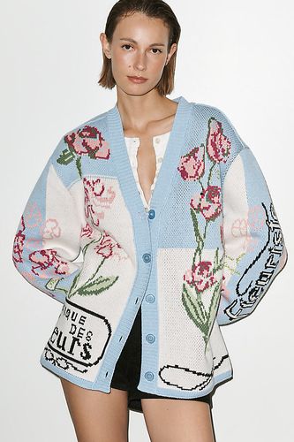 Cardigan surdimensionné à col en V floral taille: L/XL - By Anthropologie - Modalova