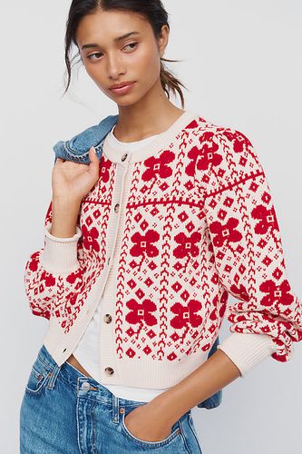 Cardigan court en coton-laine à manches bouffantes taille: XS chez Anthropologie - Maeve - Modalova