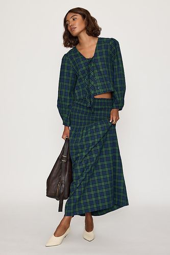 Jupe longue à carreaux smockée en Green taille: XS chez Anthropologie - The Tiny Big Sister - Modalova