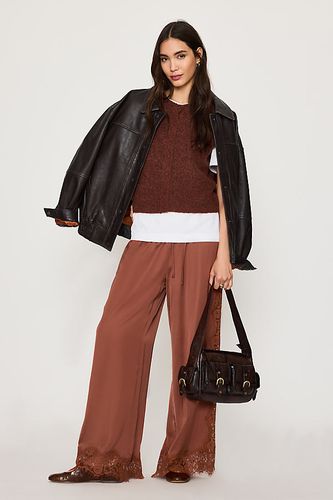 Pantalon large en satin et dentelle en taille: Uk 6 - By Anthropologie - Modalova