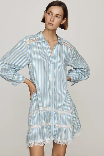 Robe-chemise en coton avec bordure en dentelle taille: L chez Anthropologie - Maeve - Modalova