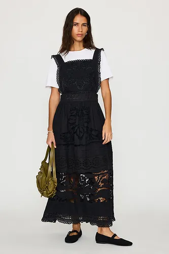 Robe chasuble midi en coton 100% avec broderie ajourée en taille: XS chez Anthropologie - Bl-nk - Modalova