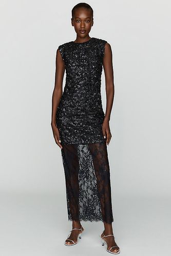 Robe midi à sequins avec panneau de dentelle transparente en taille: XS chez Anthropologie - Maeve - Modalova
