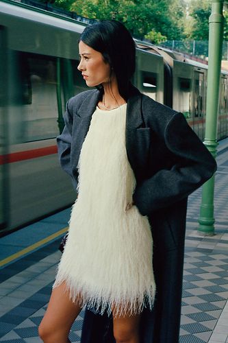 Robe droite à franges en taille: 2XS - By Anthropologie - Modalova