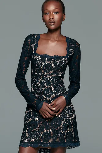Mini-robe en dentelle à encolure carrée en taille: 2XS - By Anthropologie - Modalova