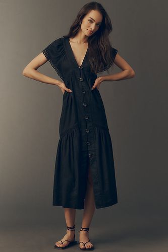 La robe midi Reneé en mélange de lin à boutons sur le devant par en taille: S - By Anthropologie - Modalova