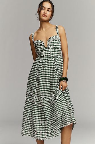 Robe midi à carreaux vichy sans manches avec décolleté en caur taille: XL - By Anthropologie - Modalova
