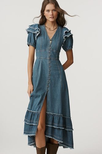 Robe chemise midi à volants à manches courtes en taille: XS chez Anthropologie - Pilcro - Modalova